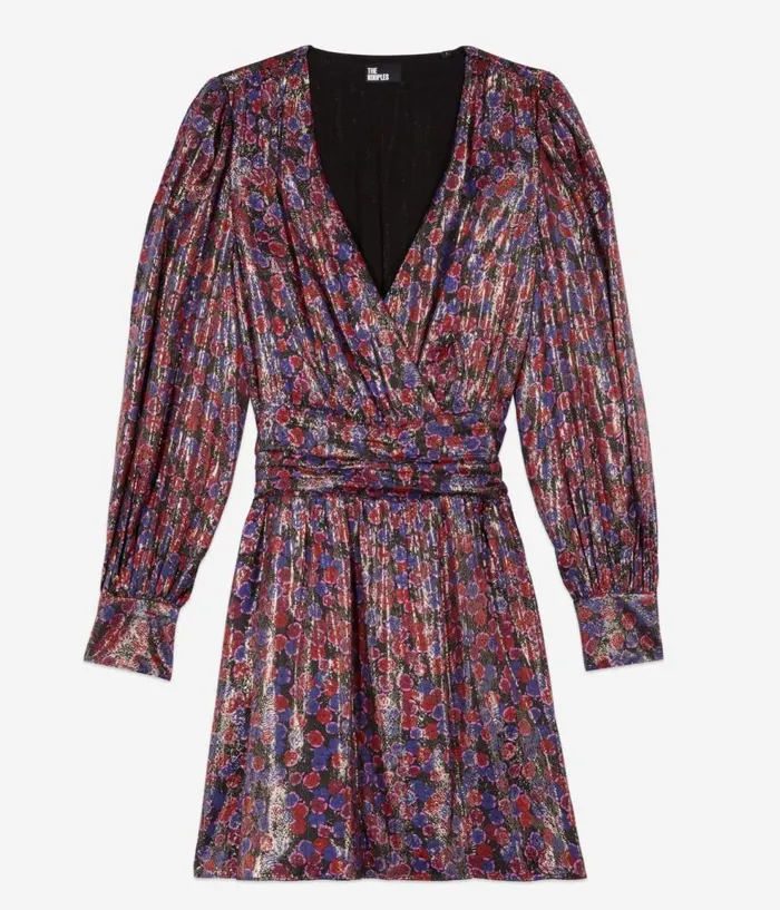 Women Dresses and Jumpsuits THE KOOPLES Floral Metallic Long Sleeve Short Dress