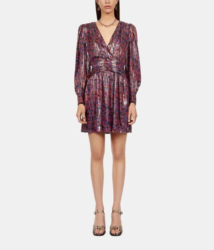 Women Dresses and Jumpsuits THE KOOPLES Floral Metallic Long Sleeve Short Dress Women Dresses and Jumpsuits THE KOOPLES Floral Metallic Long Sleeve Short Dress