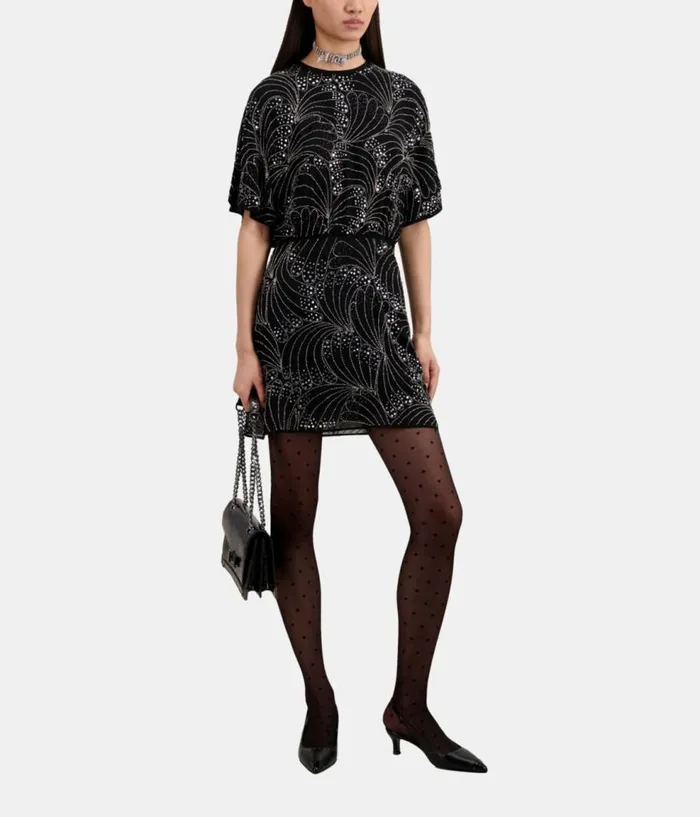 Women Dresses and Jumpsuits THE KOOPLES Short Black Dress With Sequins And Beads Women Dresses and Jumpsuits THE KOOPLES Short Black Dress With Sequins And Beads