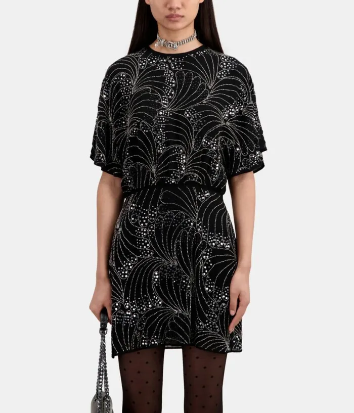 Women Dresses and Jumpsuits THE KOOPLES Short Black Dress With Sequins And Beads Women Dresses and Jumpsuits THE KOOPLES Short Black Dress With Sequins And Beads