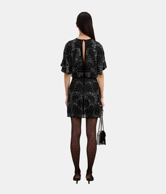 Women Dresses and Jumpsuits THE KOOPLES Short Black Dress With Sequins And Beads Women Dresses and Jumpsuits THE KOOPLES Short Black Dress With Sequins And Beads