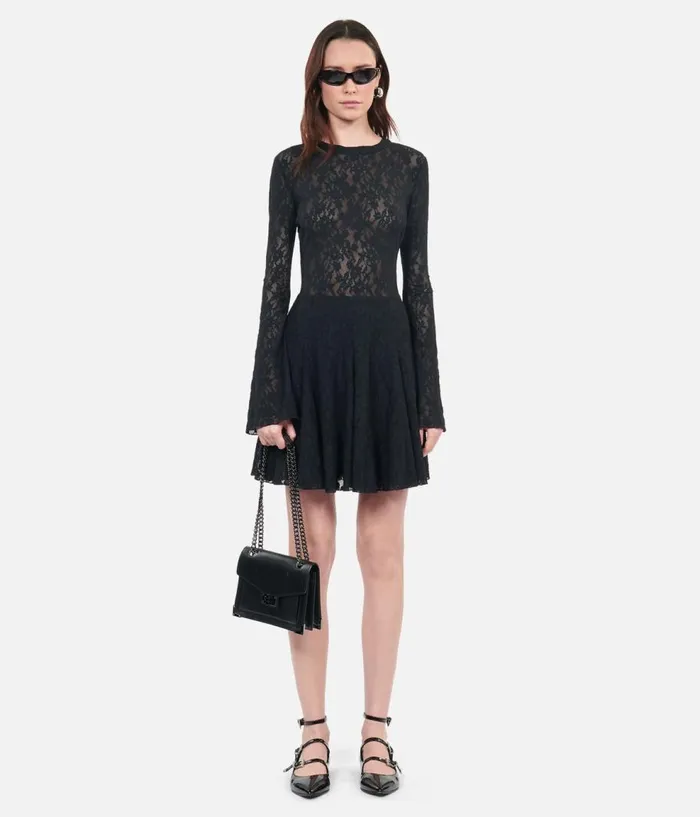 Women Dresses and Jumpsuits THE KOOPLES Short Black Lace Skater Dress