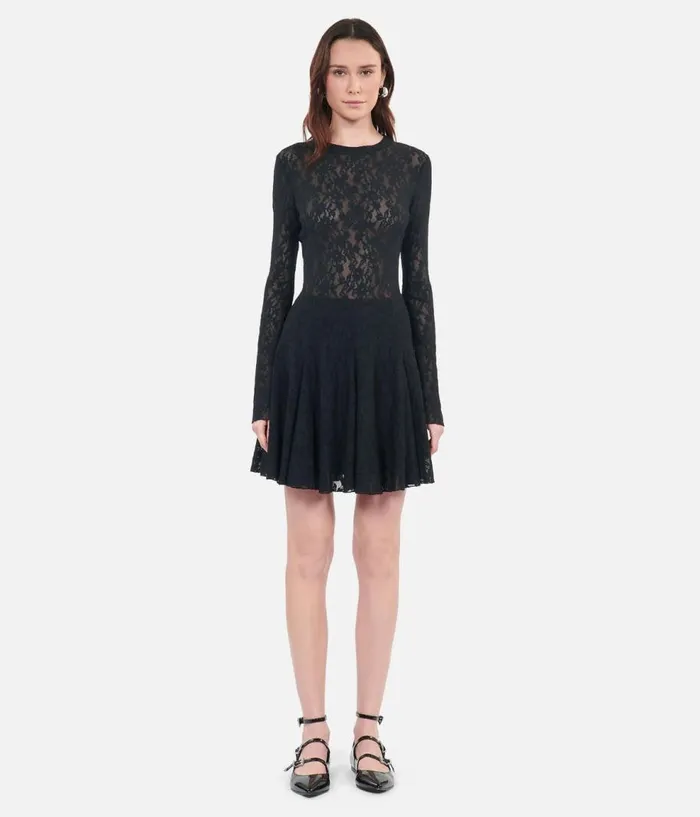 Women Dresses and Jumpsuits THE KOOPLES Short Black Lace Skater Dress Women Dresses and Jumpsuits THE KOOPLES Short Black Lace Skater Dress