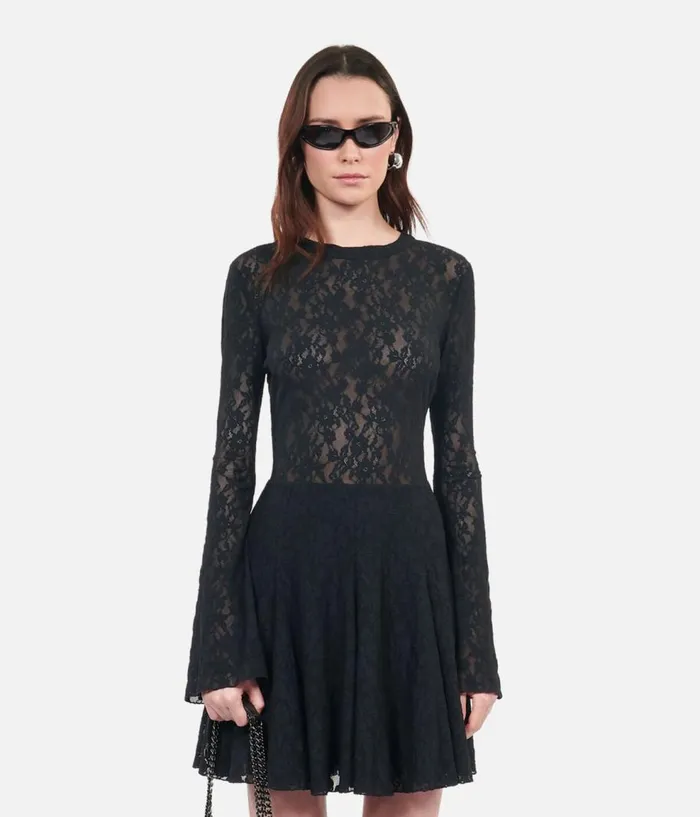 Women Dresses and Jumpsuits THE KOOPLES Short Black Lace Skater Dress Women Dresses and Jumpsuits THE KOOPLES Short Black Lace Skater Dress