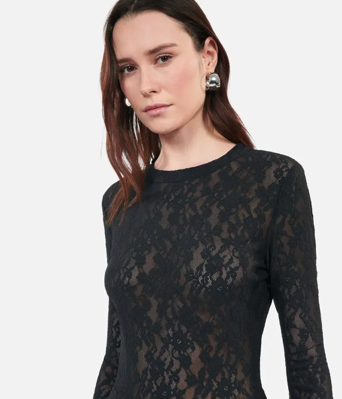 Women Dresses and Jumpsuits THE KOOPLES Short Black Lace Skater Dress Women Dresses and Jumpsuits THE KOOPLES Short Black Lace Skater Dress