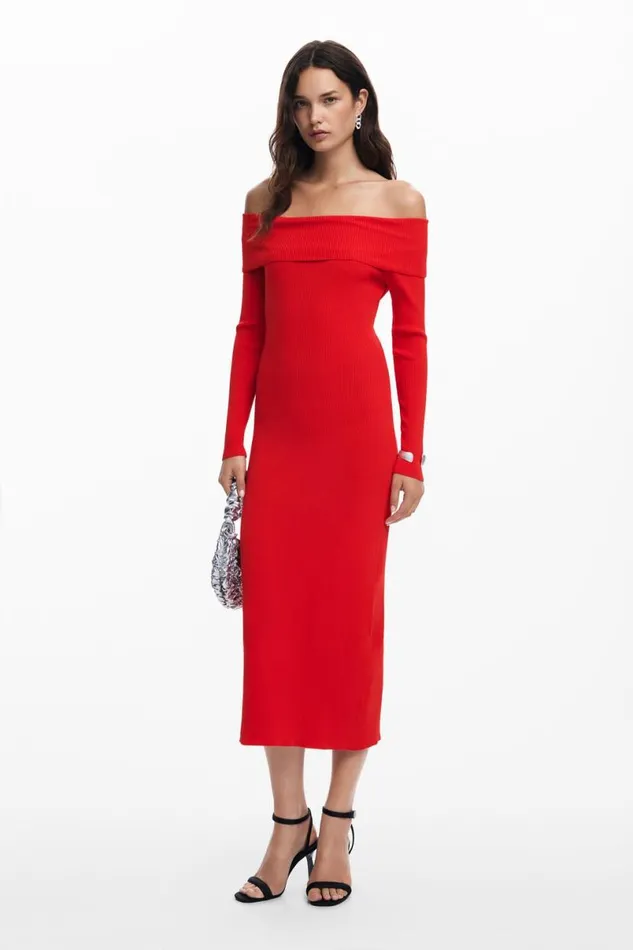 Women Dresses And Jumpsuits Desigual Bardot Neckline Dress
