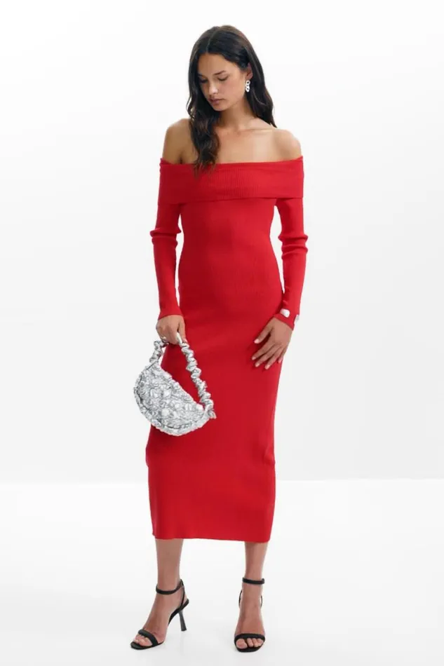 Women Dresses And Jumpsuits Desigual Bardot Neckline Dress
