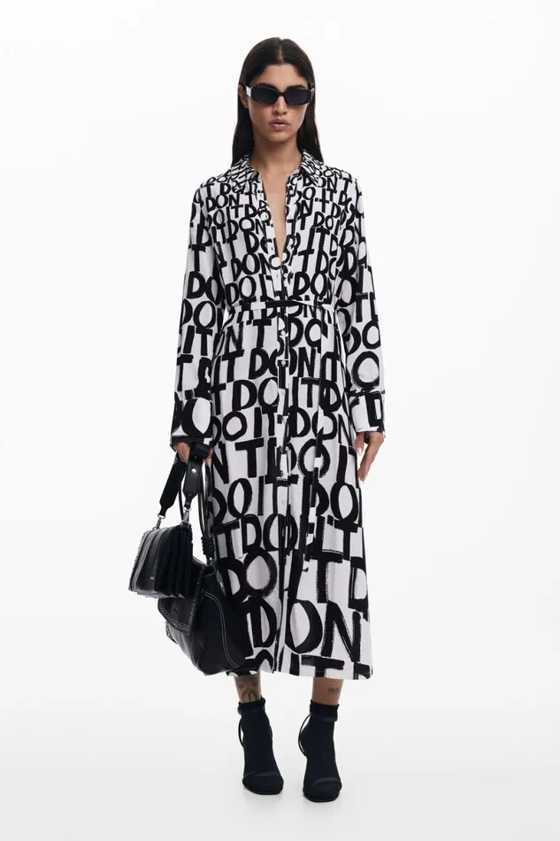 Women Dresses And Jumpsuits Desigual Midi Dress With Lettering