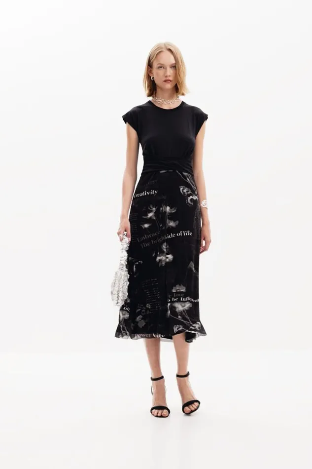 Women Dresses And Jumpsuits Desigual Midi Dress With Text