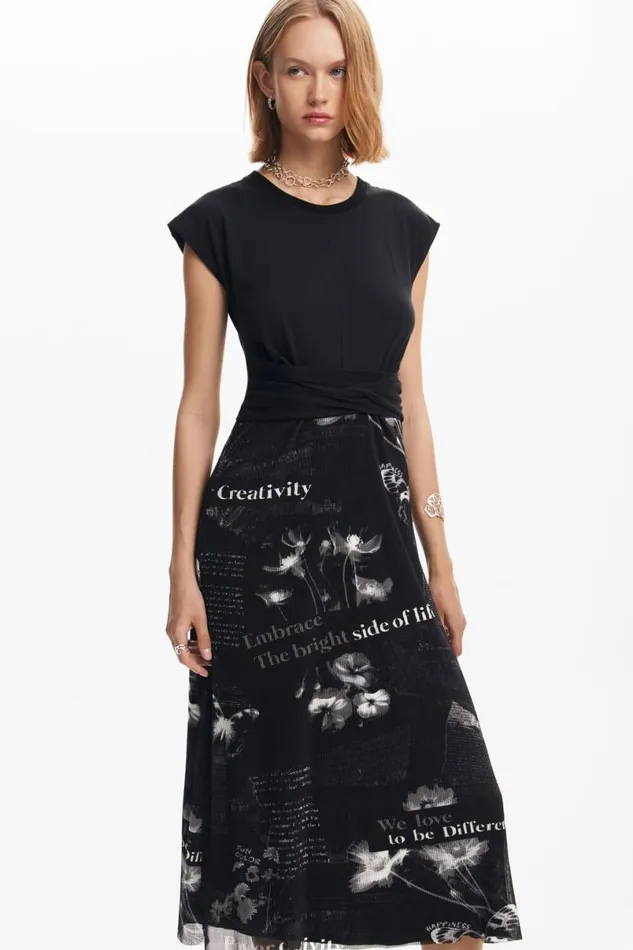 Women Dresses And Jumpsuits Desigual Midi Dress With Text