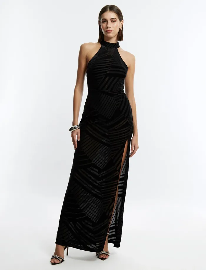 Women Dresses BCBG Black Allegra Halter Gown Black