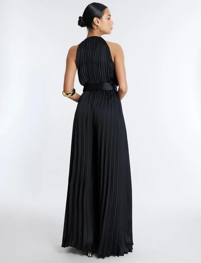 Women Dresses BCBG Libby Wide Leg Belted Jumpsuit Black