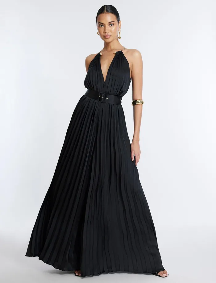 Women Dresses BCBG Libby Wide Leg Belted Jumpsuit Black