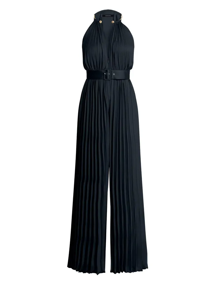 Women Dresses BCBG Libby Wide Leg Belted Jumpsuit Black