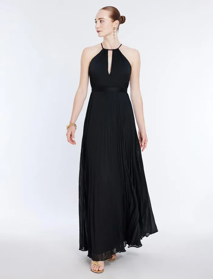 Women Dresses BCBG Primrose Pleated Gown Black