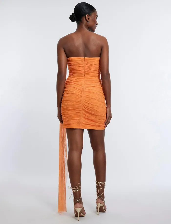 Women Dresses BCBG Viv Strapless Mini Dress Russet Orange