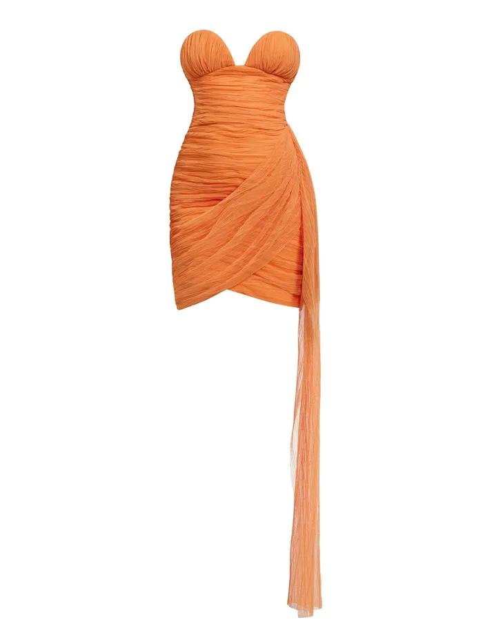 Women Dresses BCBG Viv Strapless Mini Dress Russet Orange