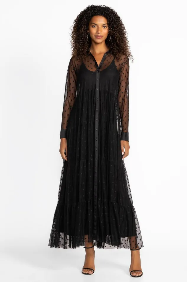 Women Dresses Johnny Was MAZZY TIERED SHIRTDRESS Black