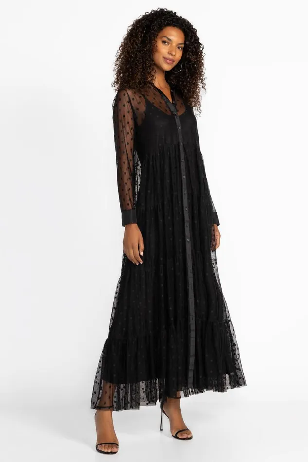Women Dresses Johnny Was MAZZY TIERED SHIRTDRESS Black Women Dresses Johnny Was MAZZY TIERED SHIRTDRESS Black