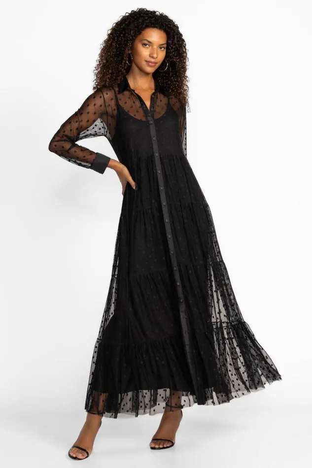 Women Dresses Johnny Was MAZZY TIERED SHIRTDRESS Black Women Dresses Johnny Was MAZZY TIERED SHIRTDRESS Black
