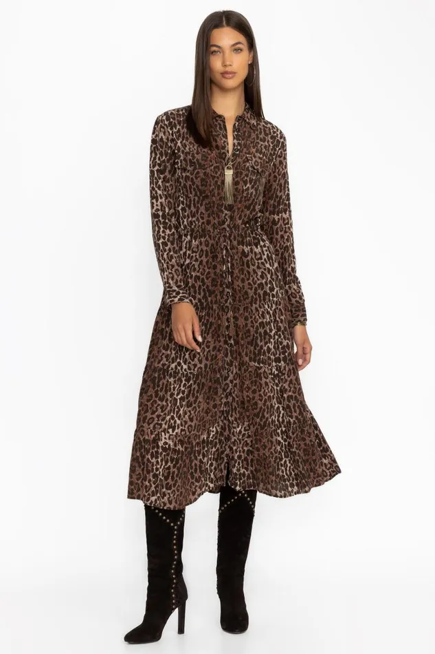 Women Dresses Johnny Was WESTERN TIER DRESS Og Leopard