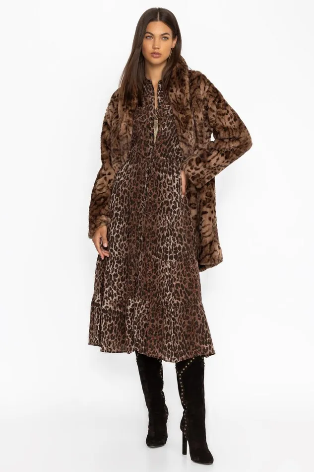 Women Dresses Johnny Was WESTERN TIER DRESS Og Leopard Women Dresses Johnny Was WESTERN TIER DRESS Og Leopard