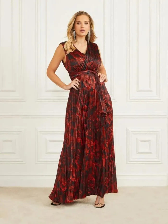 Women Dresses Marciano Annika Pleated Maxi Dress Passion Flower Print