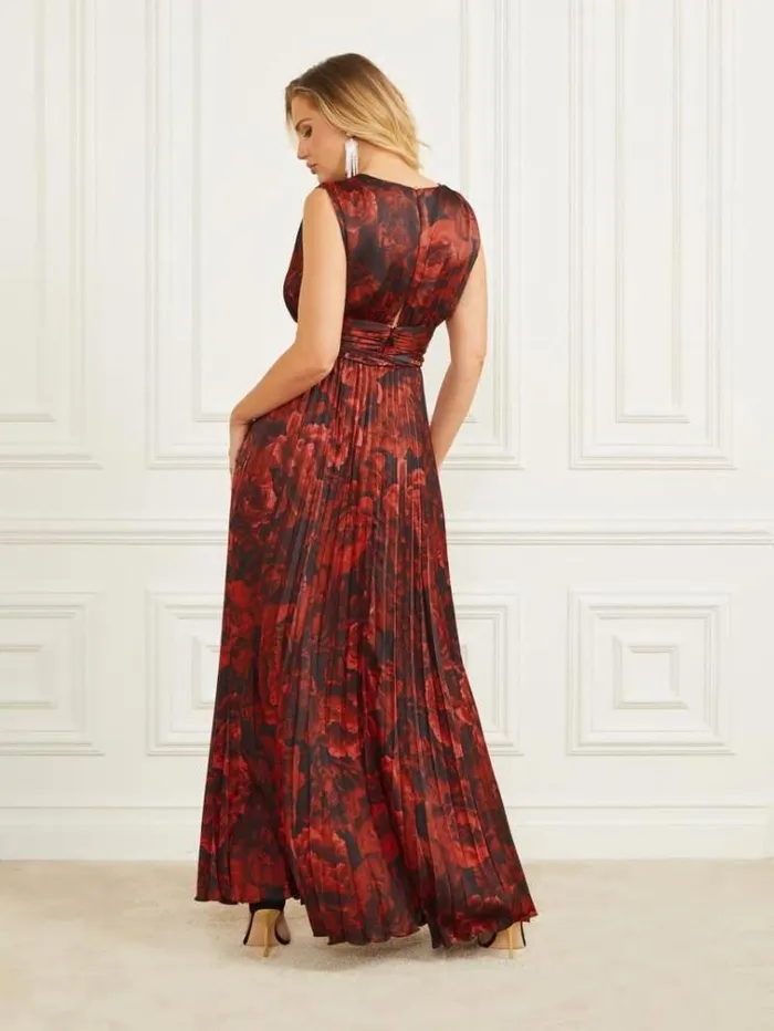 Women Dresses Marciano Annika Pleated Maxi Dress Passion Flower Print Women Dresses Marciano Annika Pleated Maxi Dress Passion Flower Print