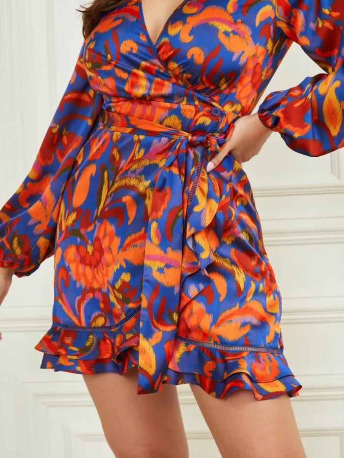 Women Dresses Marciano Betty Blue Wrap Dress Betty Blue Print Women Dresses Marciano Betty Blue Wrap Dress Betty Blue Print