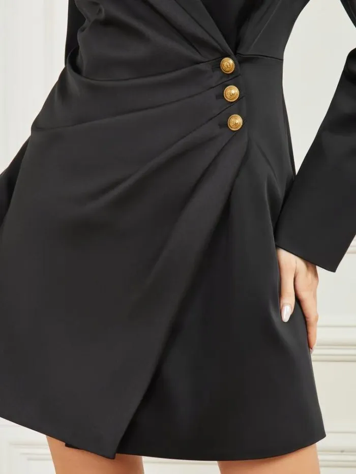 Women Dresses Marciano Ellie Satin Blazer Dress Black Women Dresses Marciano Ellie Satin Blazer Dress Black