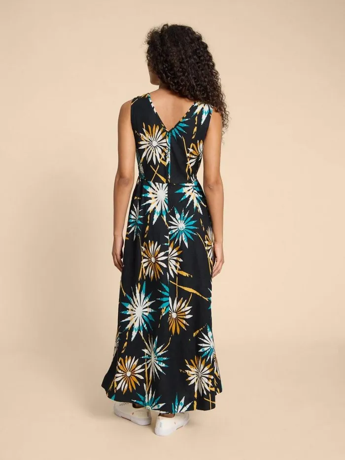 Women DRESSES White Stuff Gigi Linen Blend Maxi Dress Black Print Women DRESSES White Stuff Gigi Linen Blend Maxi Dress Black Print