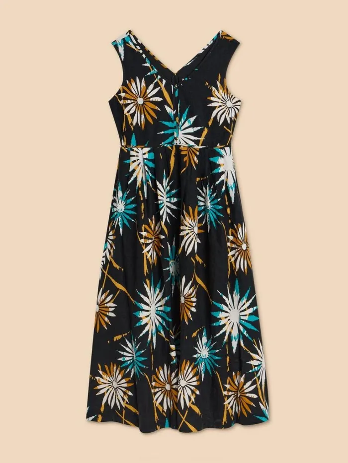 Women DRESSES White Stuff Gigi Linen Blend Maxi Dress Black Print Women DRESSES White Stuff Gigi Linen Blend Maxi Dress Black Print