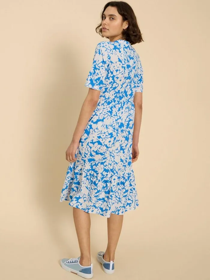 Women DRESSES White Stuff Naya Jersey Printed Tiered Dress Blue Multi Women DRESSES White Stuff Naya Jersey Printed Tiered Dress Blue Multi