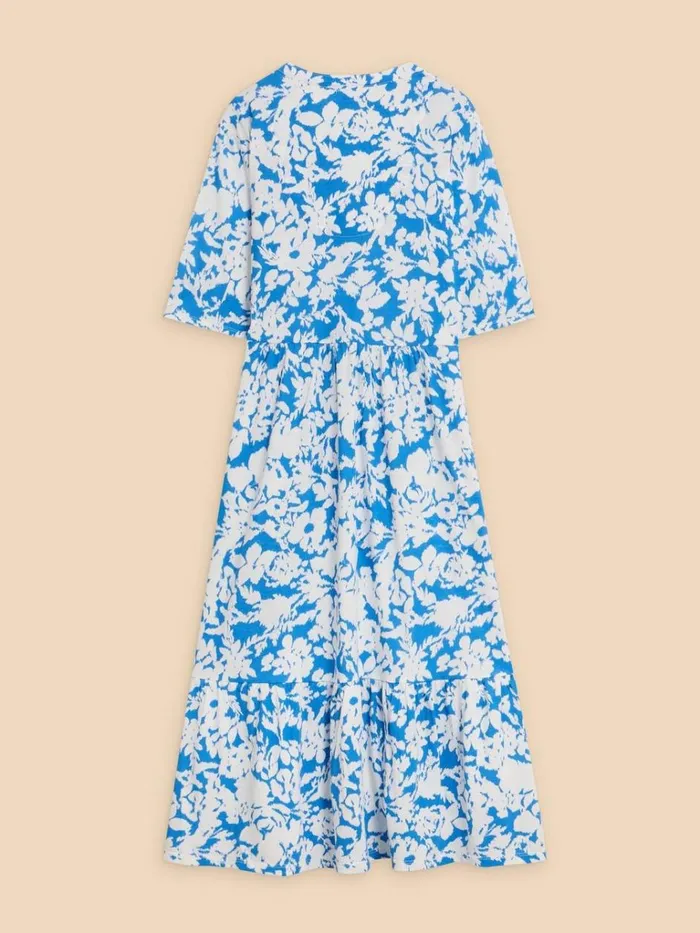Women DRESSES White Stuff Naya Jersey Printed Tiered Dress Blue Multi Women DRESSES White Stuff Naya Jersey Printed Tiered Dress Blue Multi