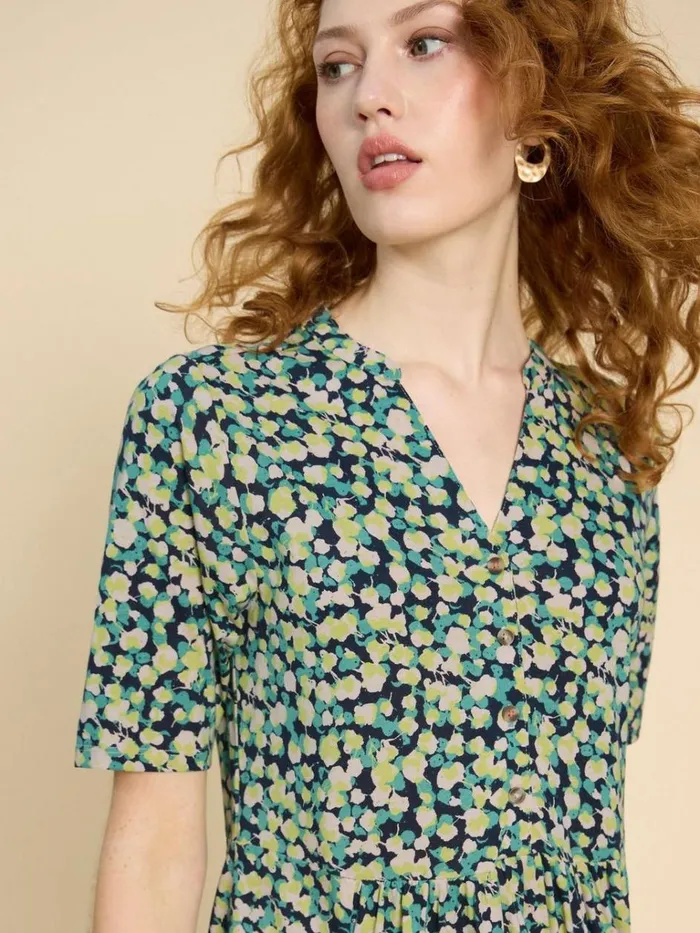 Women DRESSES White Stuff Naya Jersey Printed Tiered Dress Navy Print