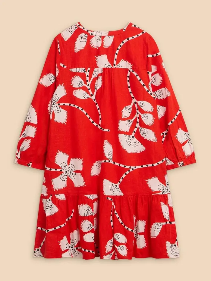 Women DRESSES White Stuff Otto Linen Blend Dress Orange Print Women DRESSES White Stuff Otto Linen Blend Dress Orange Print