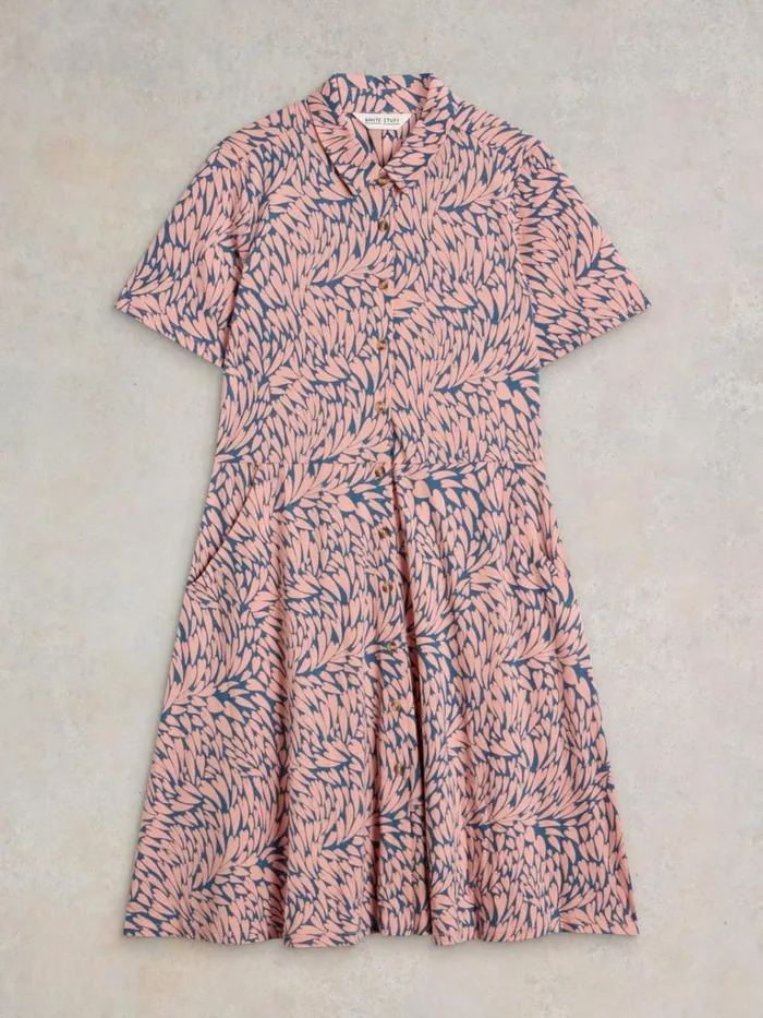 Women DRESSES White Stuff Ria Shirt Jersey Dress Pink Print Women DRESSES White Stuff Ria Shirt Jersey Dress Pink Print