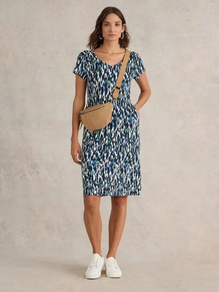 Women DRESSES White Stuff Tallie V Neck Jersey Dress Navy Multi