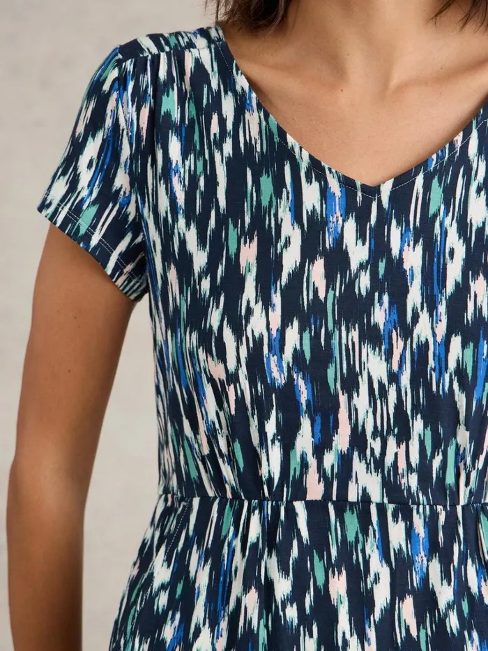 Women DRESSES White Stuff Tallie V Neck Jersey Dress Navy Multi Women DRESSES White Stuff Tallie V Neck Jersey Dress Navy Multi