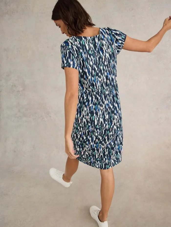 Women DRESSES White Stuff Tallie V Neck Jersey Dress Navy Multi Women DRESSES White Stuff Tallie V Neck Jersey Dress Navy Multi