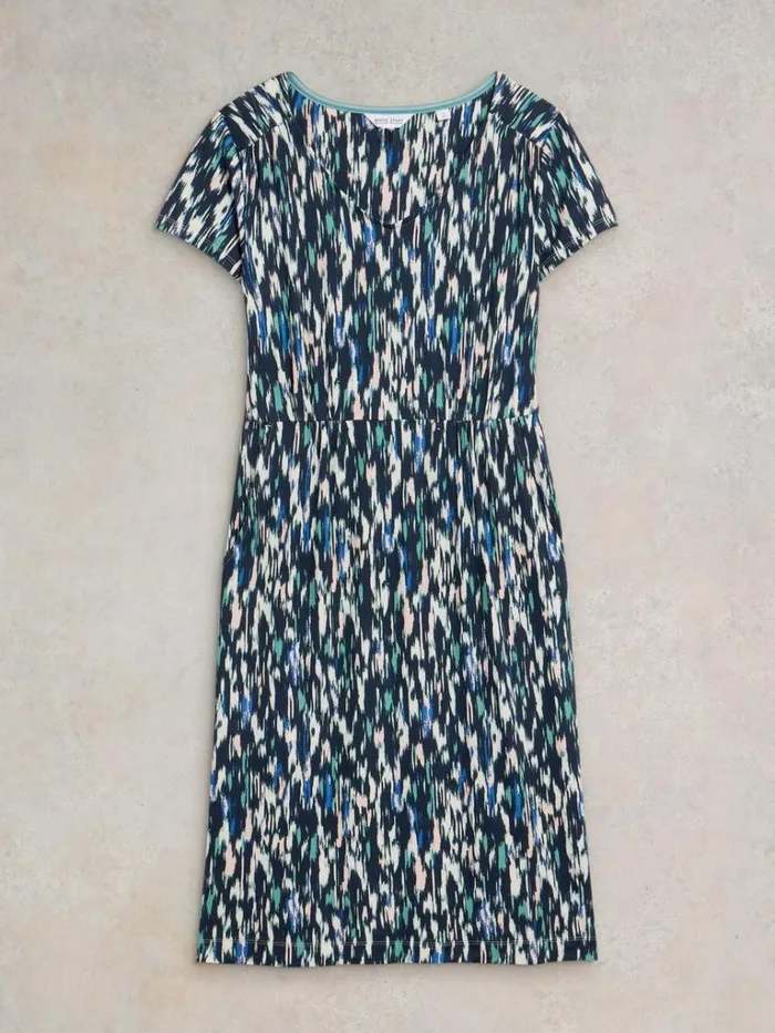 Women DRESSES White Stuff Tallie V Neck Jersey Dress Navy Multi Women DRESSES White Stuff Tallie V Neck Jersey Dress Navy Multi