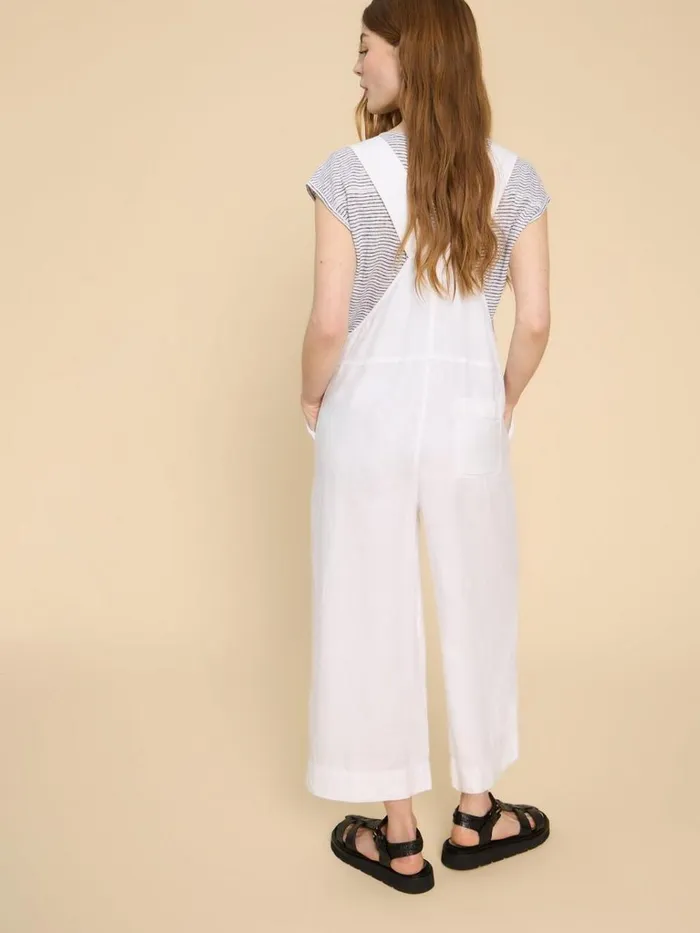 Women DRESSES White Stuff Viola Crop Linen Dungaree Natural White Women DRESSES White Stuff Viola Crop Linen Dungaree Natural White