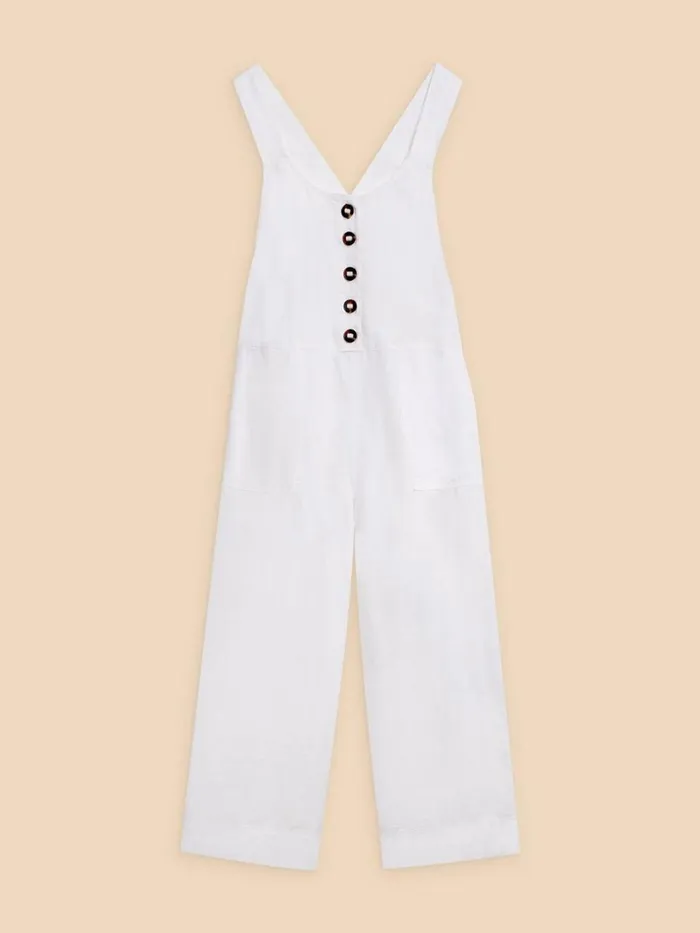 Women DRESSES White Stuff Viola Crop Linen Dungaree Natural White Women DRESSES White Stuff Viola Crop Linen Dungaree Natural White