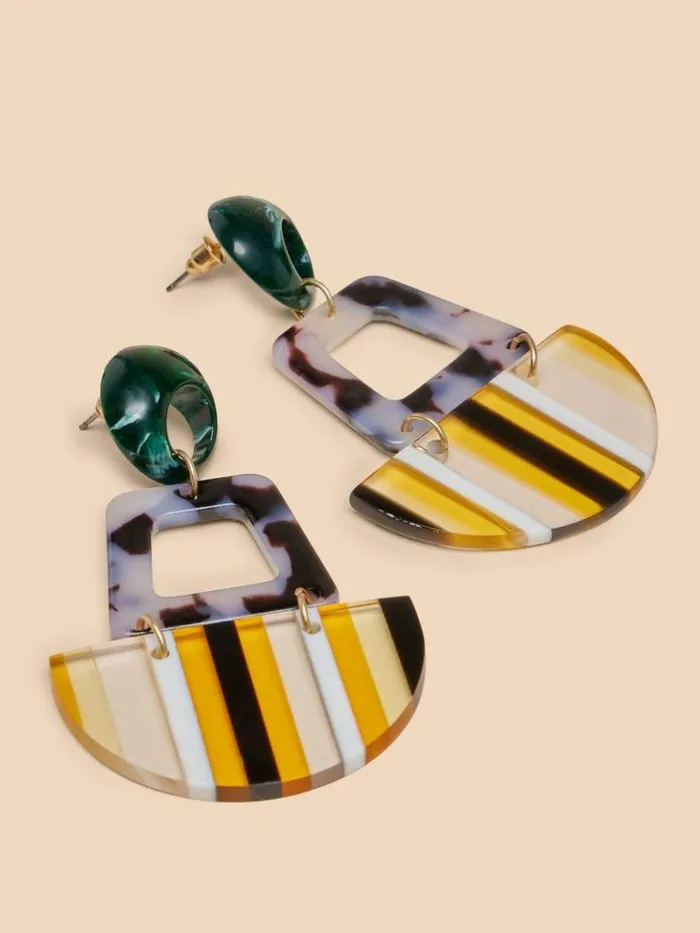 Women EARRINGS White Stuff Bluebell Resin Drop Earring Black Multi
