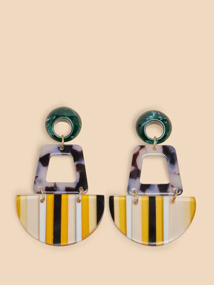 Women EARRINGS White Stuff Bluebell Resin Drop Earring Black Multi Women EARRINGS White Stuff Bluebell Resin Drop Earring Black Multi