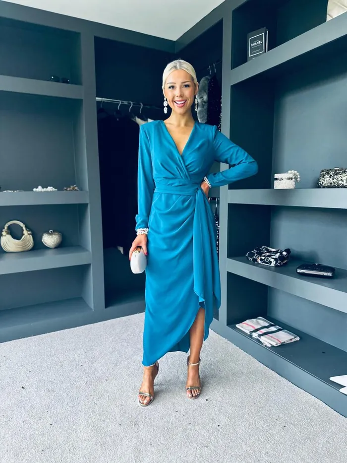 Women Evening Dress Canella Lane Bria Gathered Maxi Dress Teal