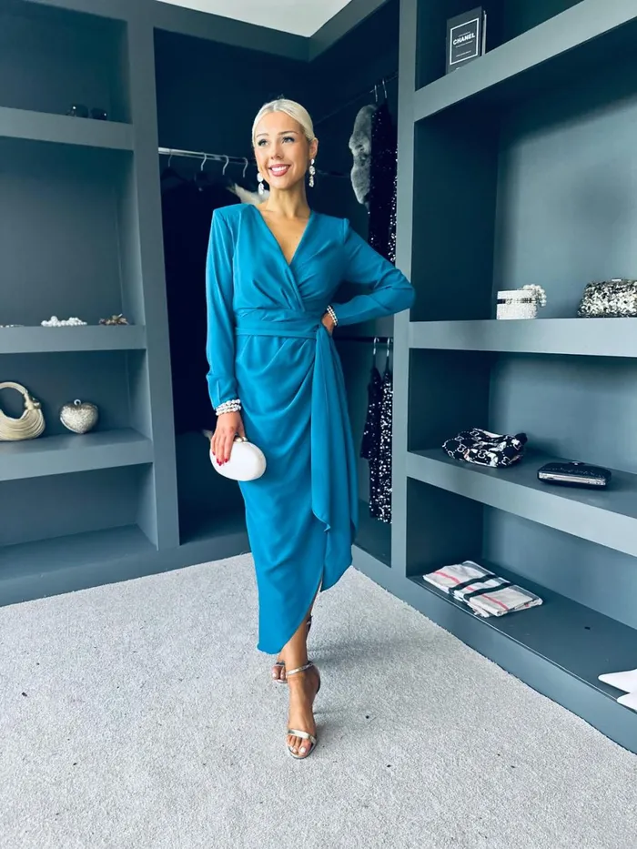Women Evening Dress Canella Lane Bria Gathered Maxi Dress Teal