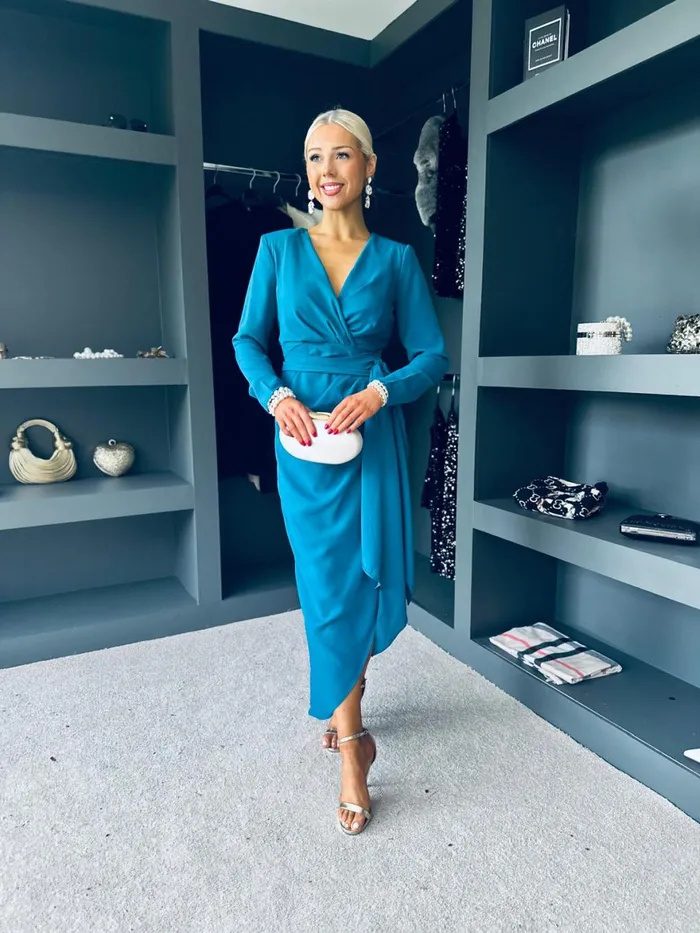 Women Evening Dress Canella Lane Bria Gathered Maxi Dress Teal