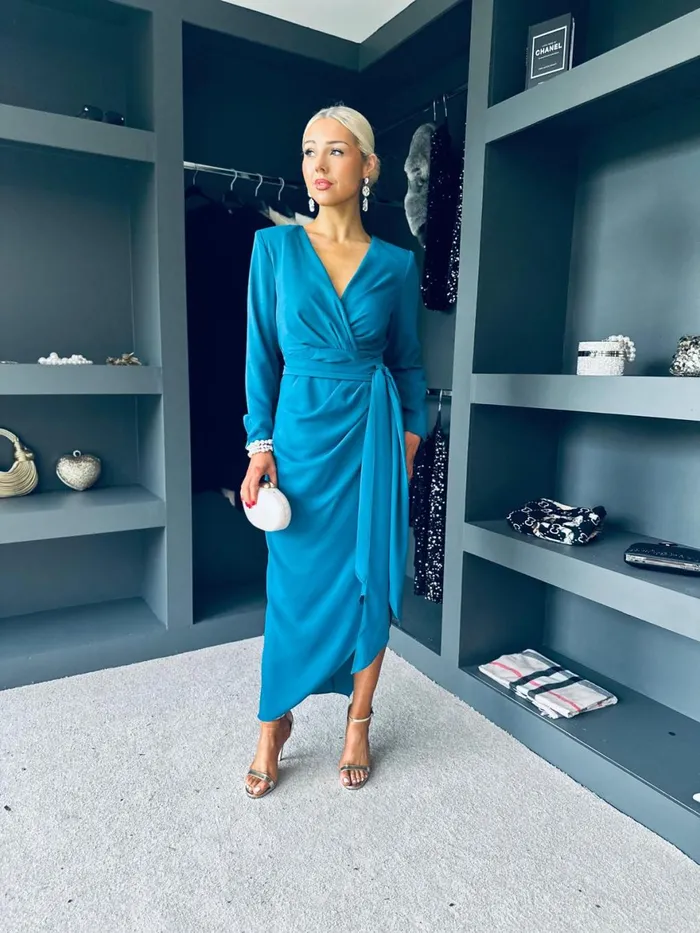 Women Evening Dress Canella Lane Bria Gathered Maxi Dress Teal