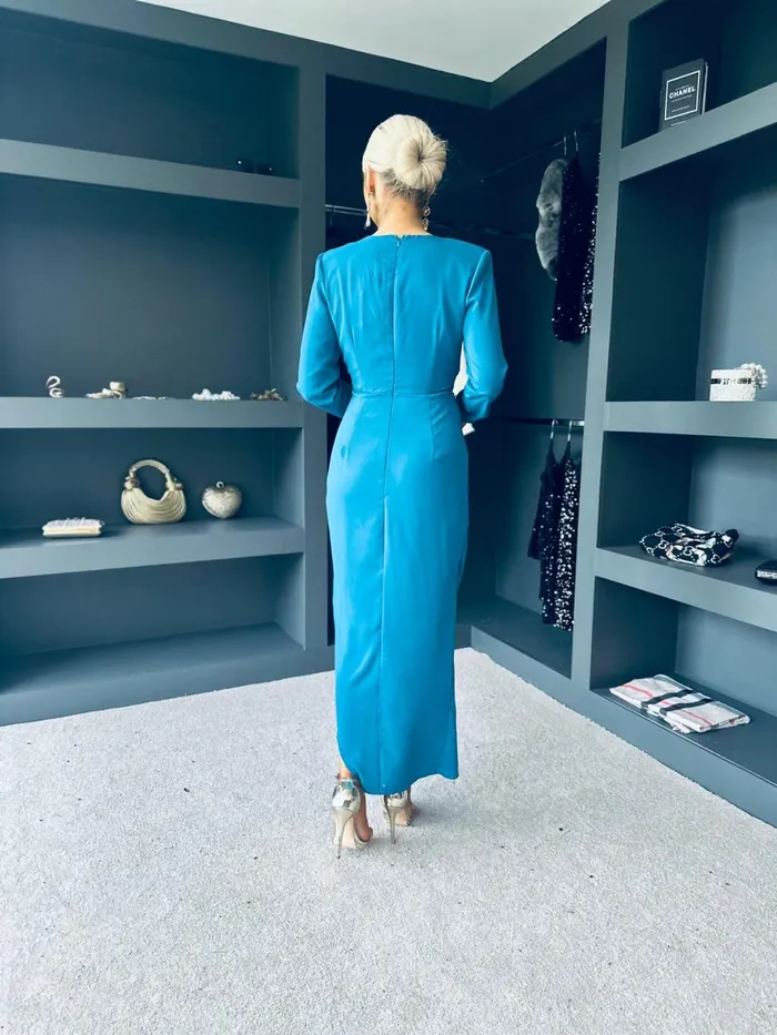 Women Evening Dress Canella Lane Bria Gathered Maxi Dress Teal